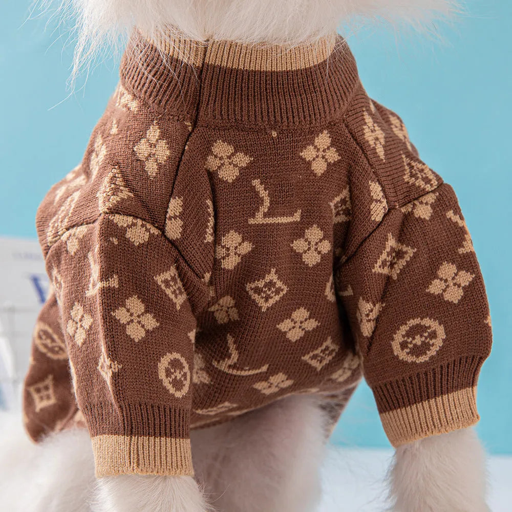 Wool dog sweater in monochrome or two-tone colours for autumn and winter wear