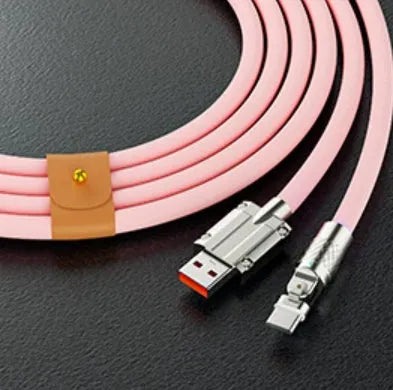 Mecha Elbow 180 Rotating Data Cable with zinc alloy connector in orange, 2m length