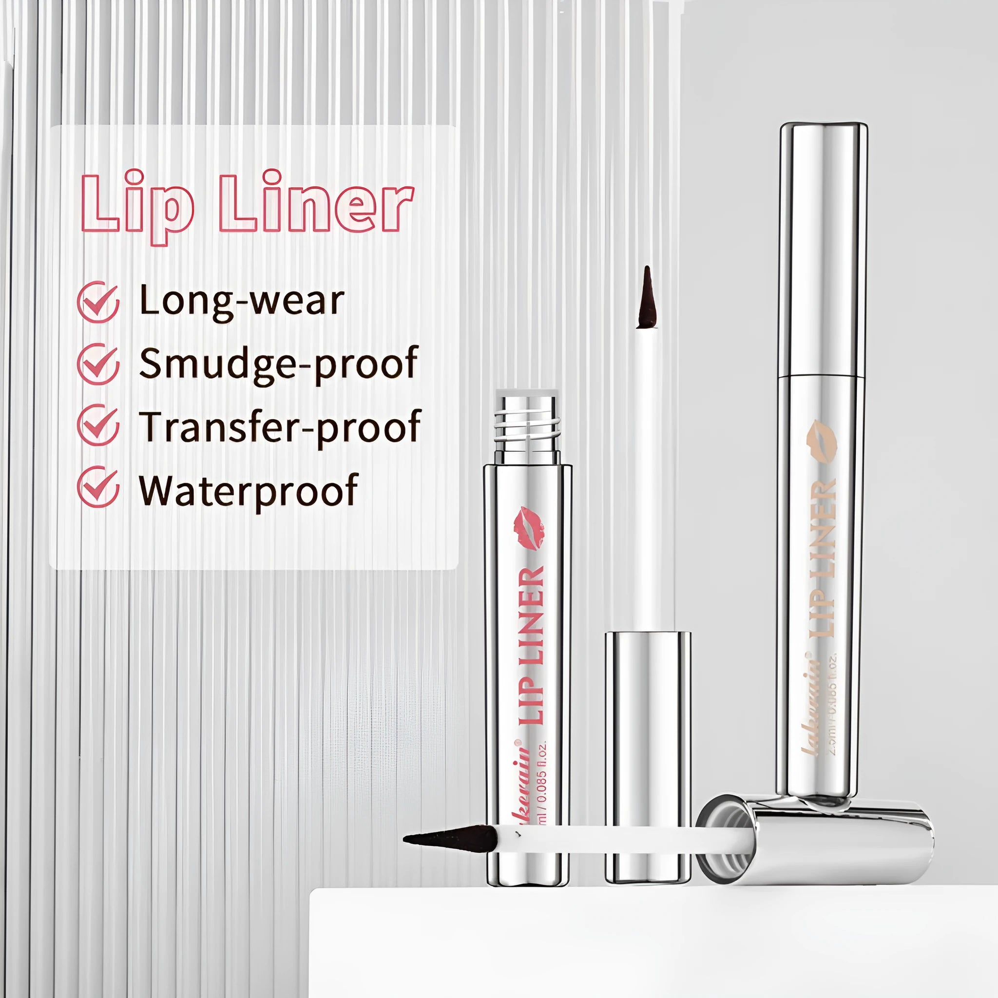 Matte finish lip liner pencil with pointed tip in multiple colour options