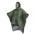 Army Green wearable cloak sleeping bag for adults laid flat, showing 200x140cm size and cape design.