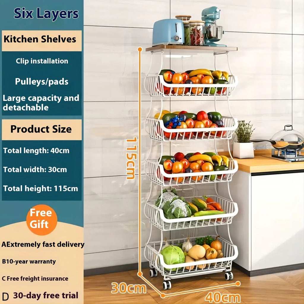 Black six-layer foldable floor storage rack with carbon steel frame
