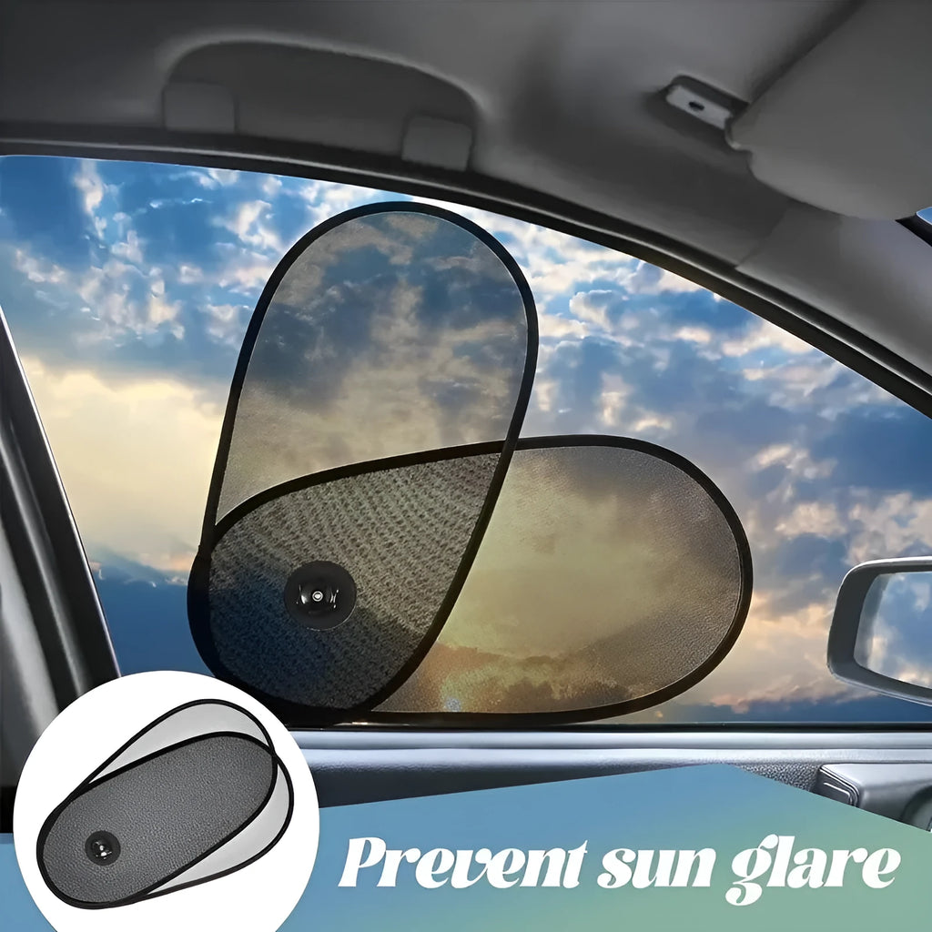 Black stretchy car side window sunshade for baby attached with suction cups