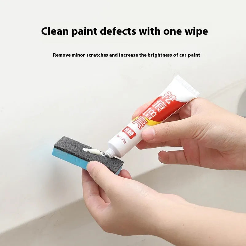 Car repair wax kit with A and B wax bottles and a frosted sponge applicator for scratch removal.