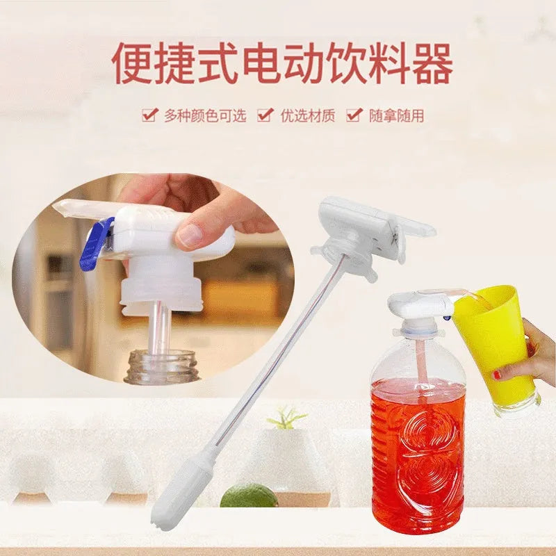Manual pumping water device with PP silicone straws and a blue press handle for beverages.