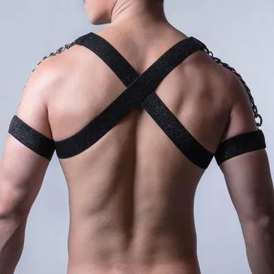 Adjustable elastic belly band binding corset in black with metal chain closure for waist shaping, specification YLM-123