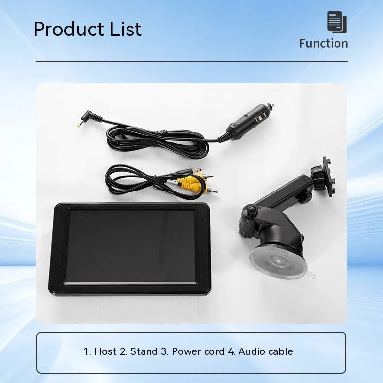 7-inch vehicle MP5 player with LCD screen and mounting bracket on black background