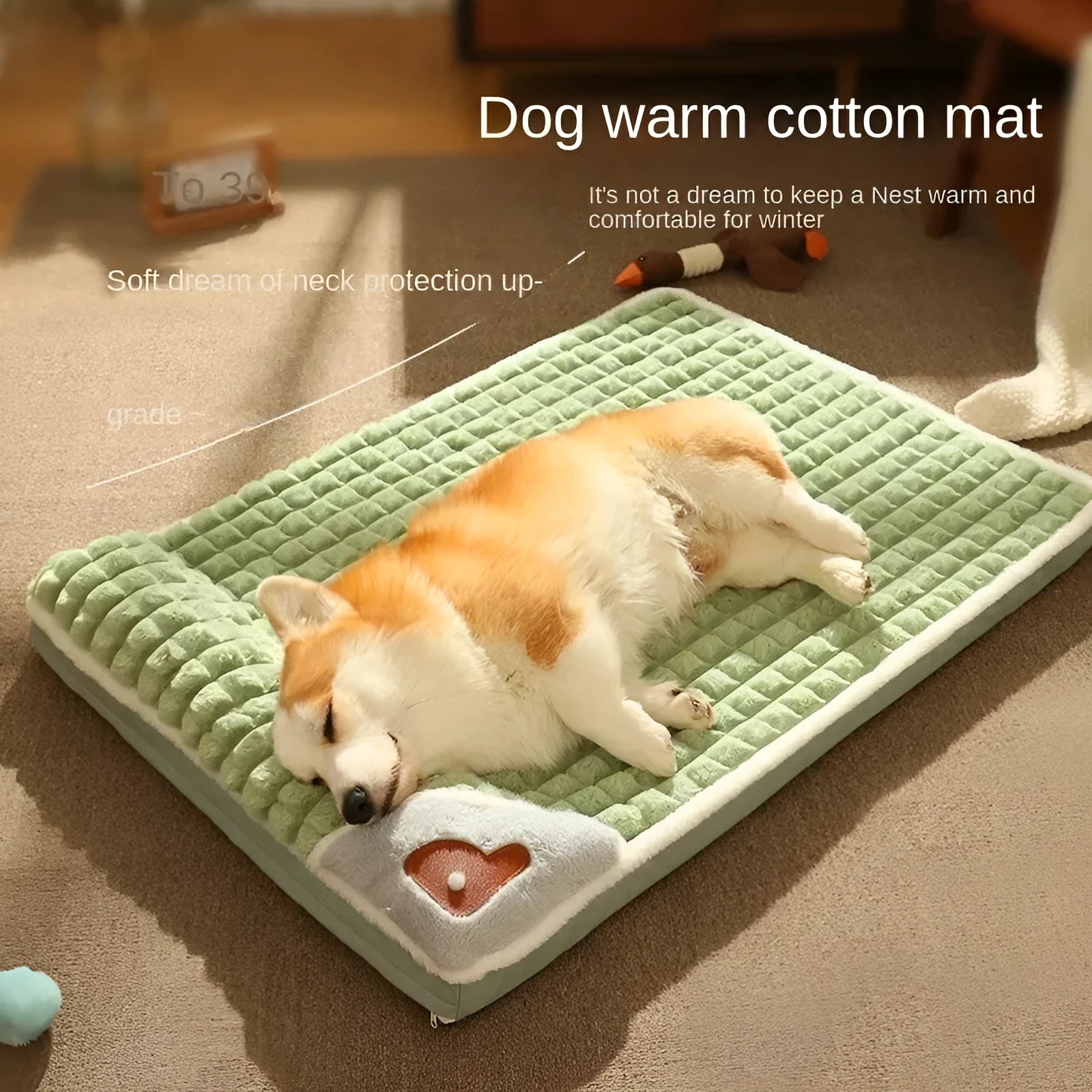 Detachable dog mat for large breeds in grey colour with plush lining and removable cover