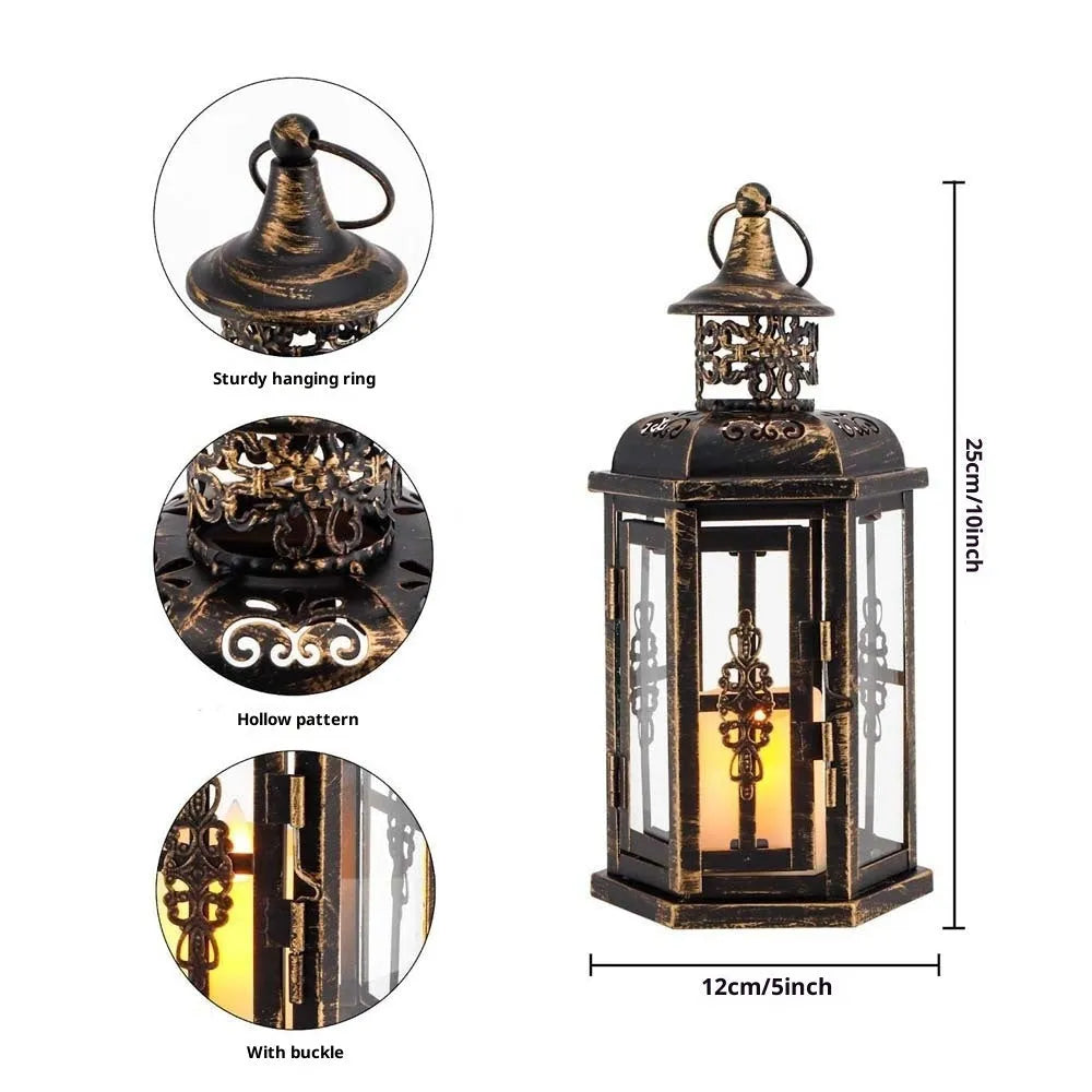 Nordic retro black metal and glass candle holder on a table