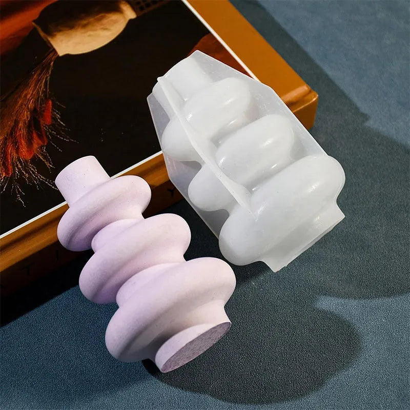 White silicone circle vase mould for resin crafting with three layers and irregular shape