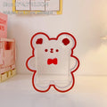 Square clear acrylic storage box with decorative character design for stationery organisation