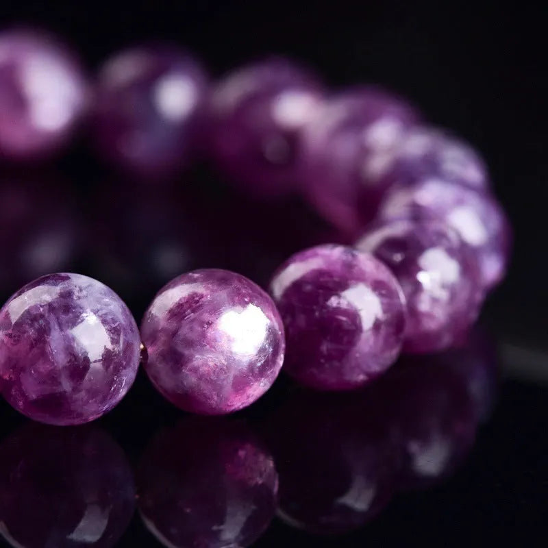 Purple polished crystal bracelet with geometry beads in Korean style unisex design