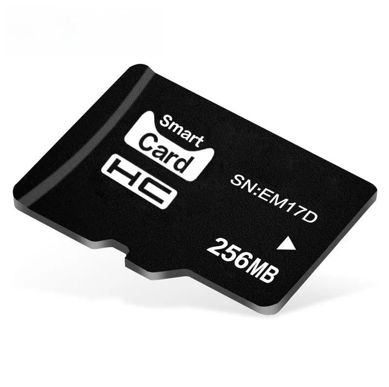 256MB TF format memory card shown with dimensions 11mm by 15mm.