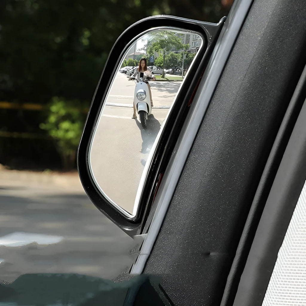 Black universal two-row wide angle car rear view mirror accessory with ABS housing