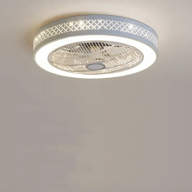 55 cm ceiling fan with integrated LED chandelier and metal blades in pastoral style
