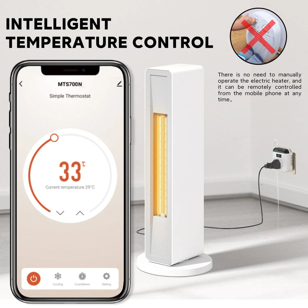 White European smart thermostatic socket with remote and voice control for heating appliances