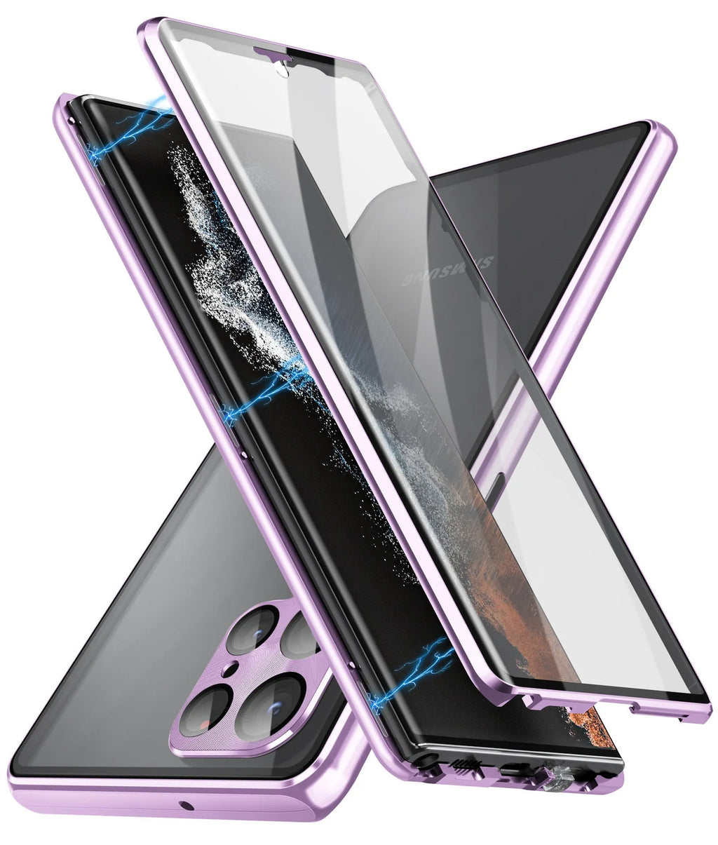 Samsung Galaxy S24 Ultra magnetic mirror phone case in metal construction showing colour options.