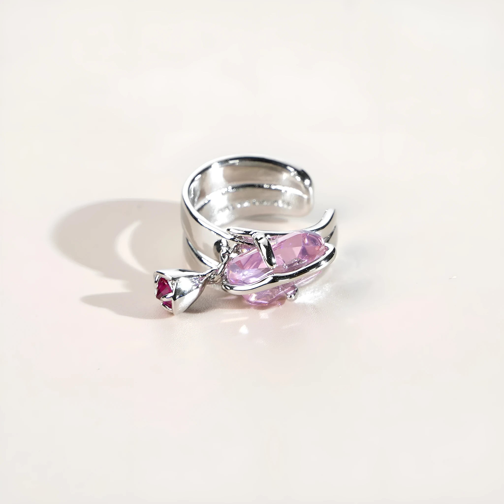 Peach blossom crystal clip-on earrings without pierced ears in opal colour with platinum and gold plating
