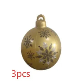 Large 60cm diameter inflatable PVC Christmas ball decoration for outdoor tree hanging