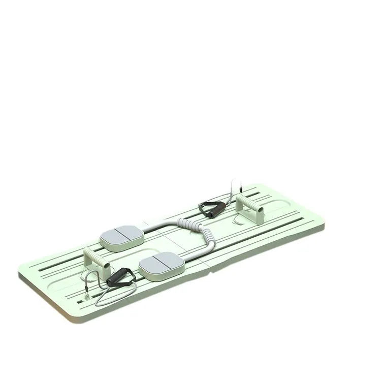 Foldable purple PP belly panel fitness equipment on a grey floor.