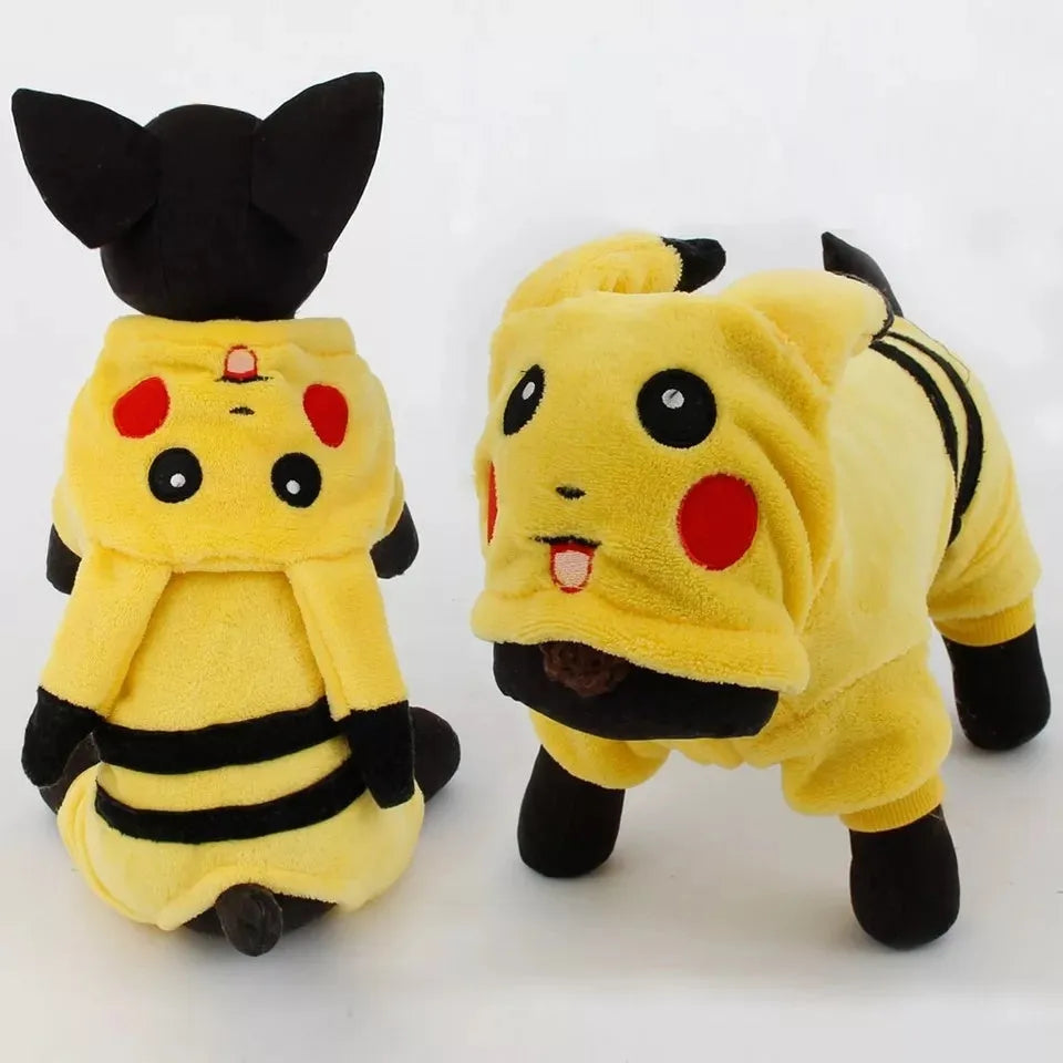 Fleece hoodie coat for dog or cat in cartoon costume style for autumn winter wear