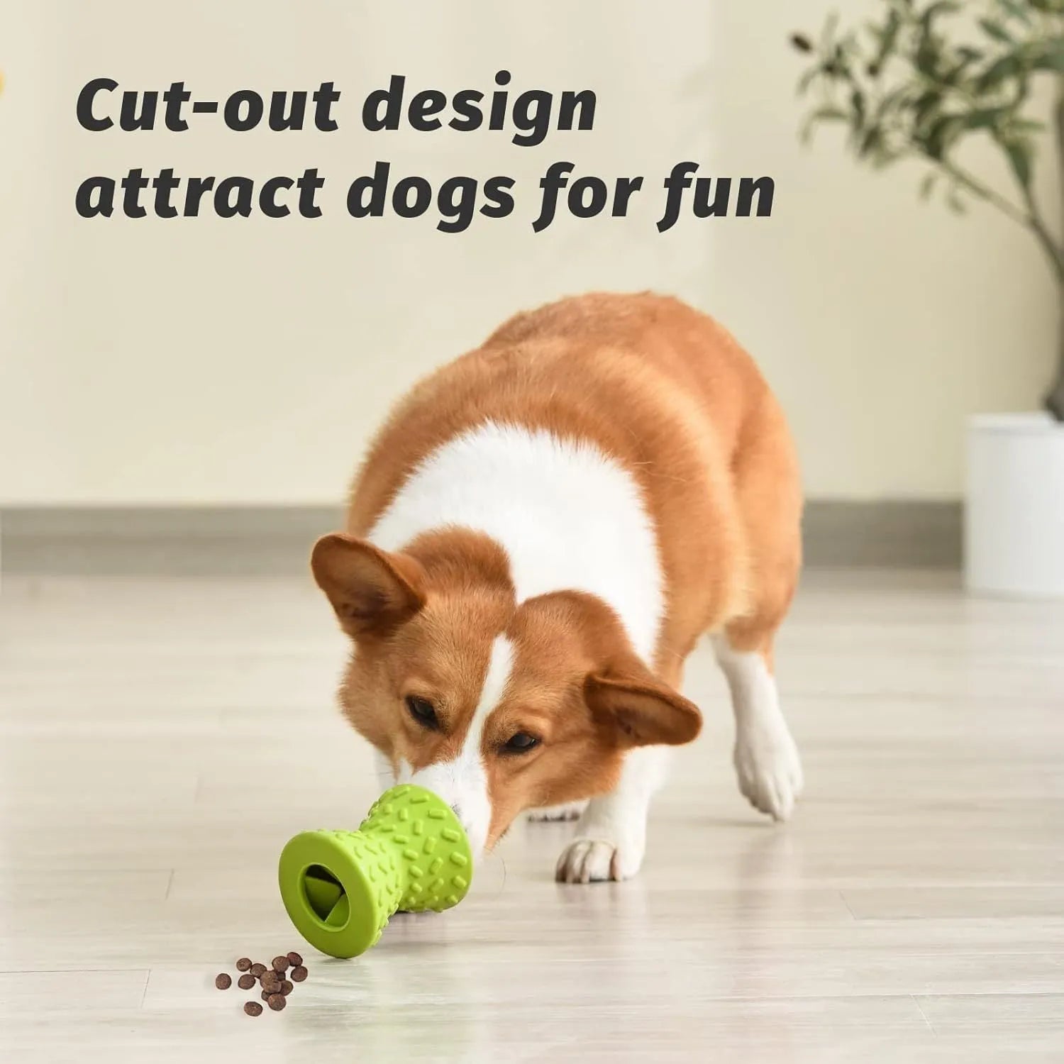 Blue interactive dog bone treat dispensing toy made from natural rubber for aggressive chewers