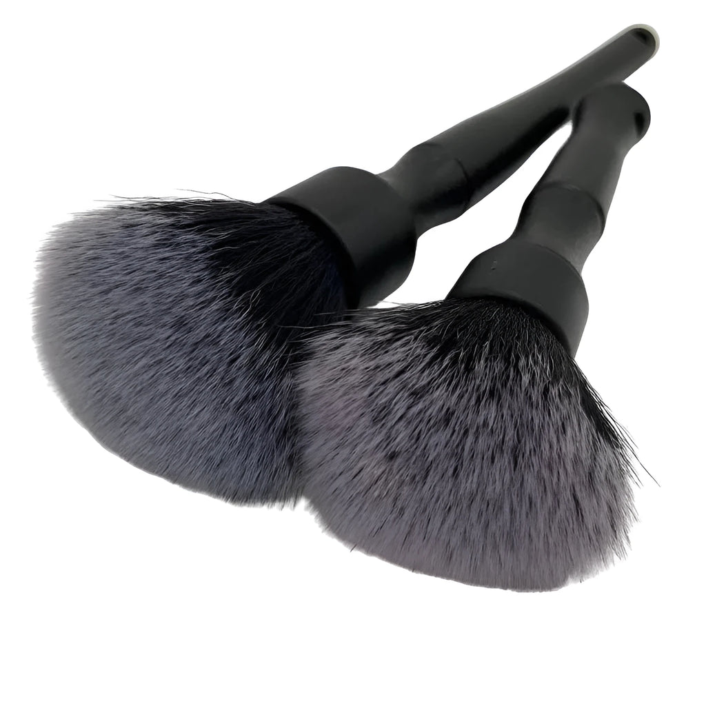 Black car detailing brush with super soft pig hair bristles and PP handle for auto interior cleaning