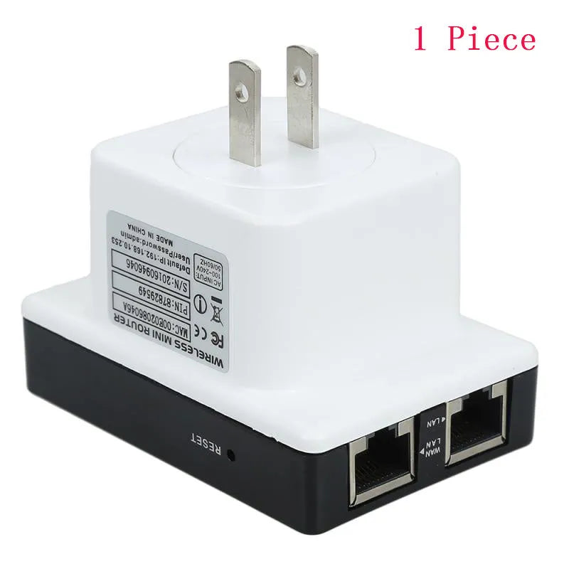 300Mbps WiFi repeater with dual network ports, compact white device