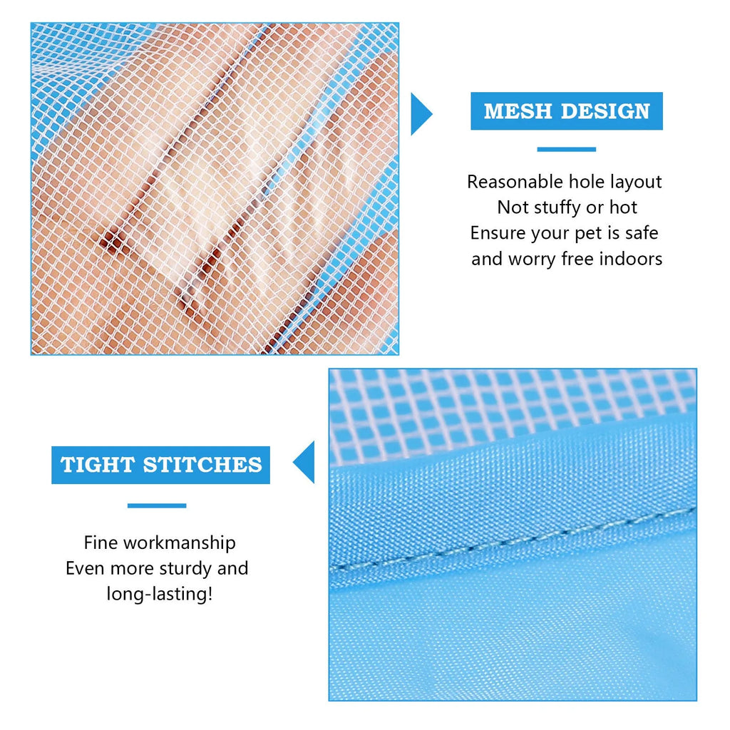 Foldable minipet fence in black and sky blue polyester fibre for indoor and outdoor dog exercise