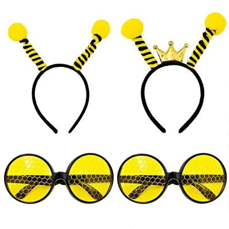 Children's insect theme fancy dress headband and glasses costume set in yellow and red