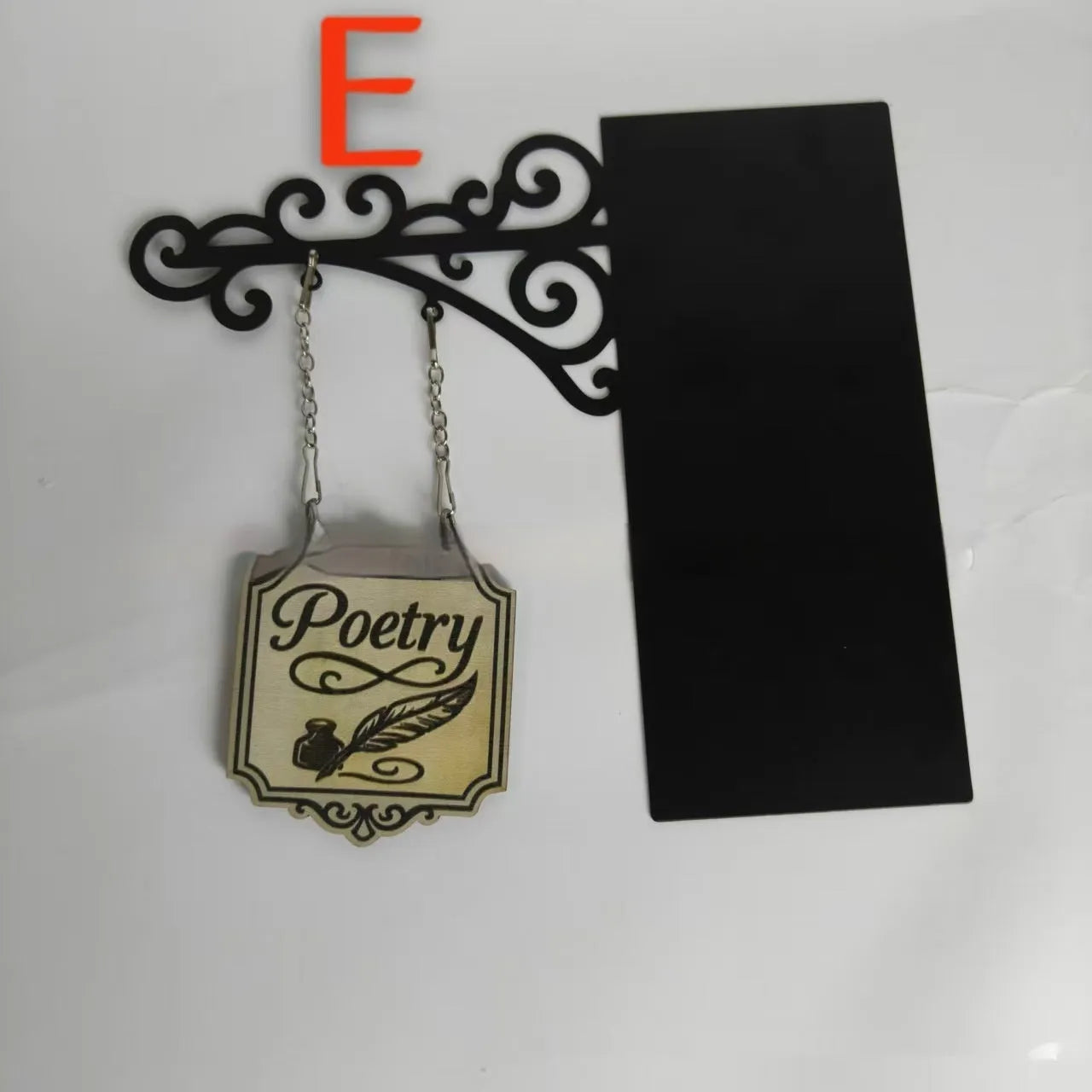Traditional pub sign style book divider ornament for bookshelf organisation