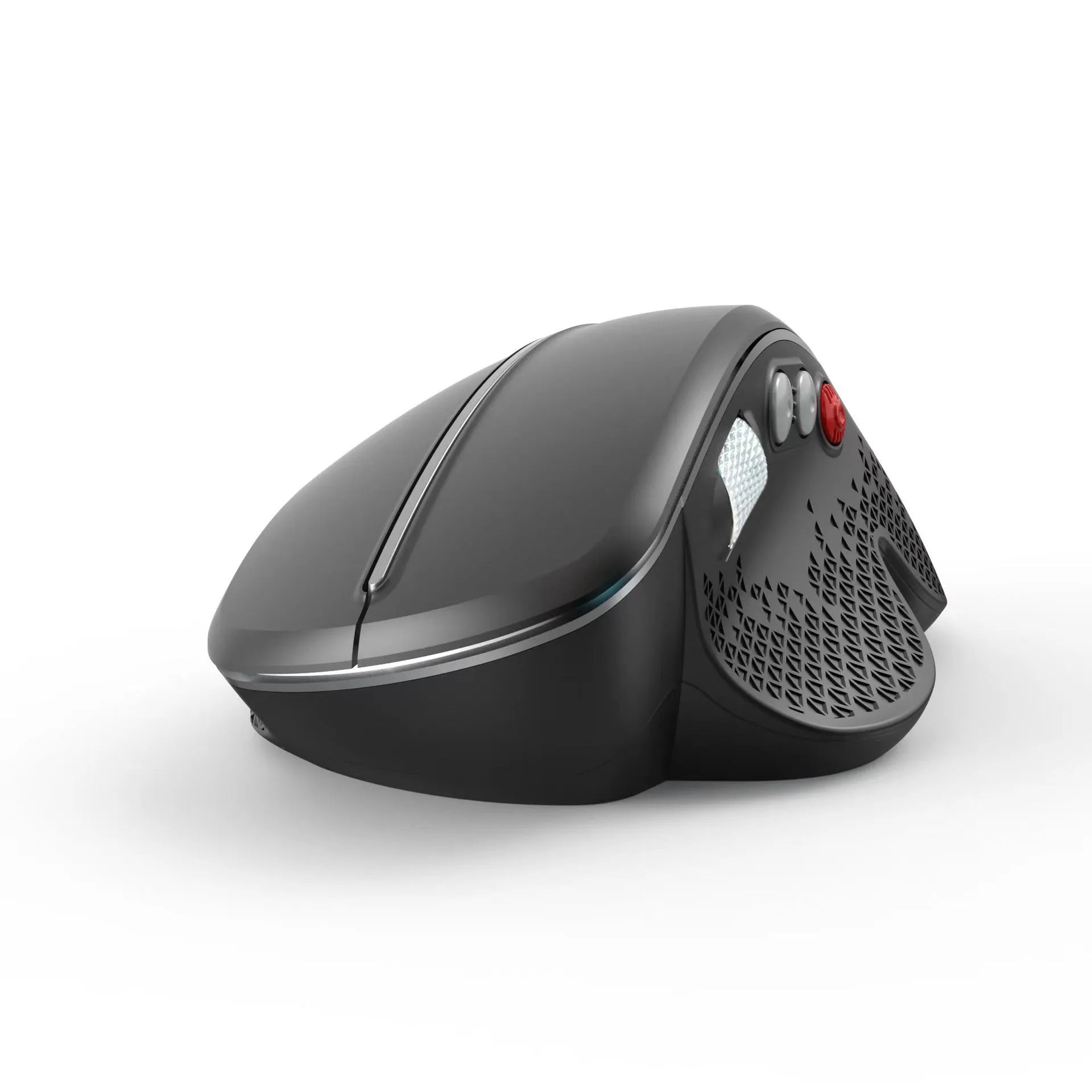 T32 wireless vertical ergonomic mouse with aluminium side roller in black or silver grey matte finish
