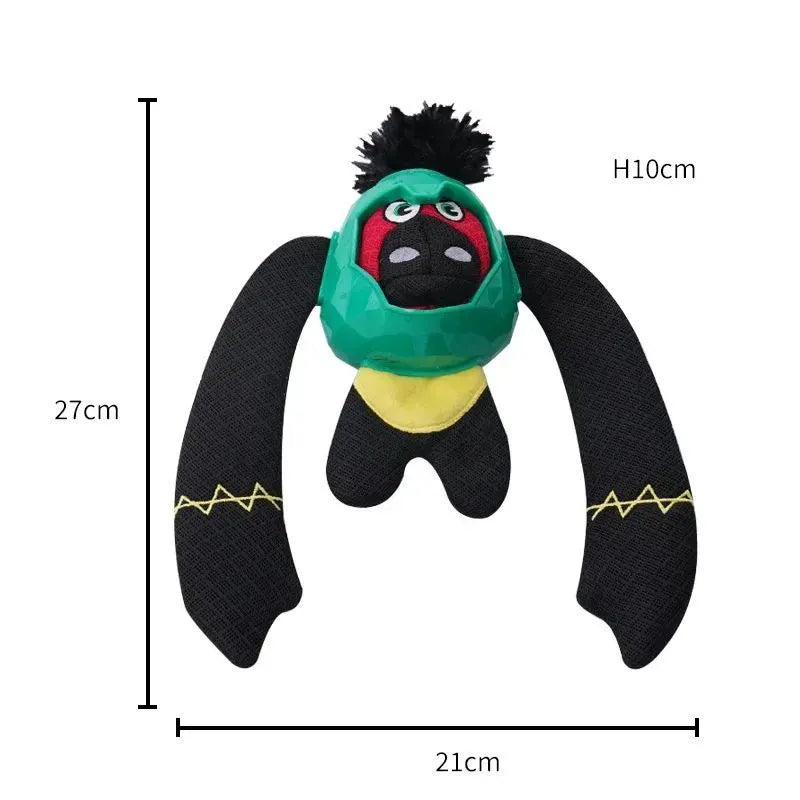 Missing food dog toy in gorilla shape with paper sound, bite-resistant fabric, green colour