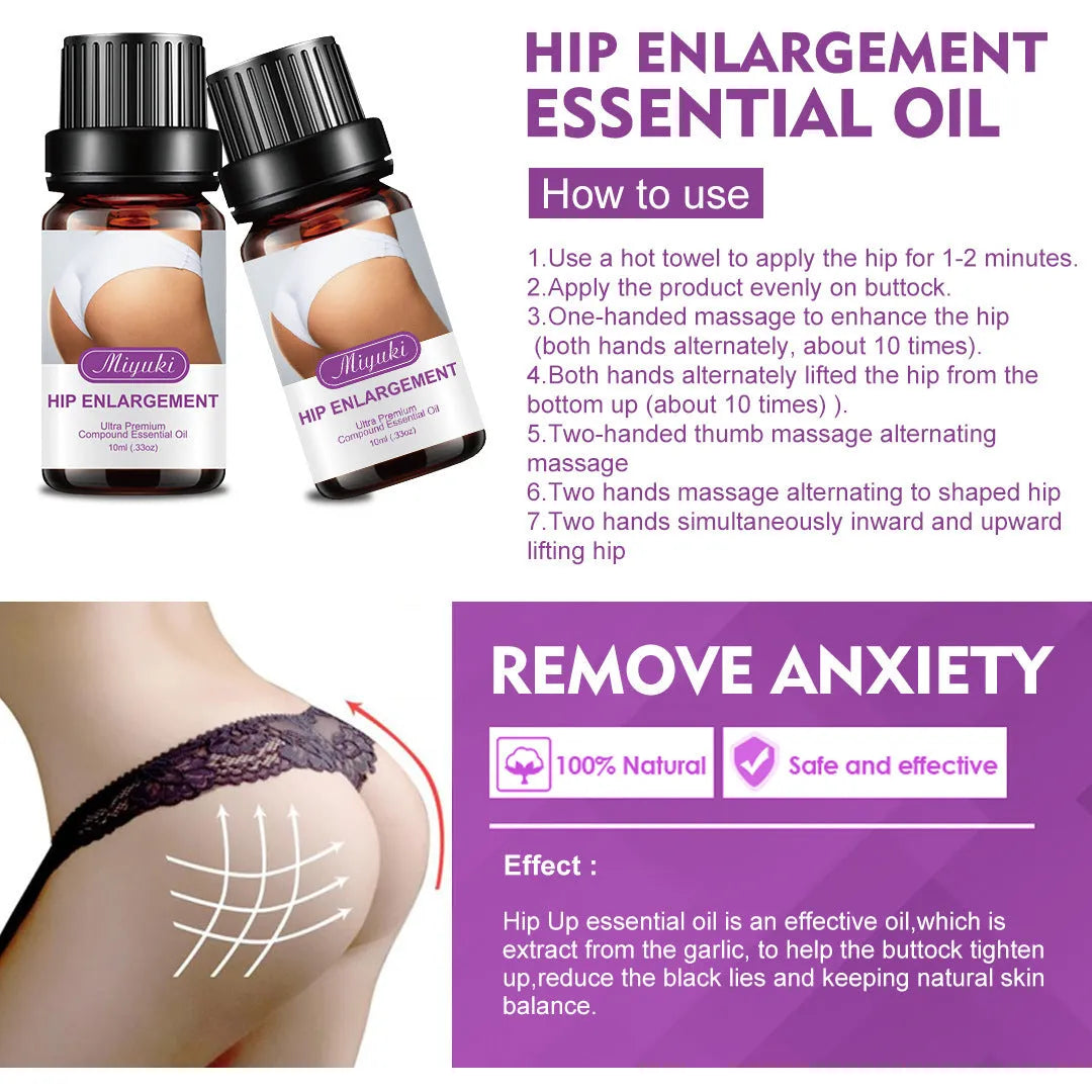Butt plumping care essential oil bottle for big butt lift massage to highlight curves body care