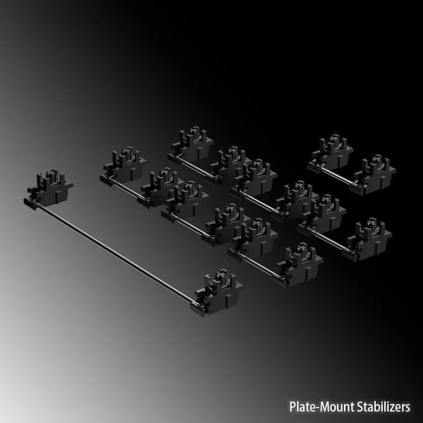 Keyboard stabiliser set in black and milky white colours with 6.25U and 7U size options