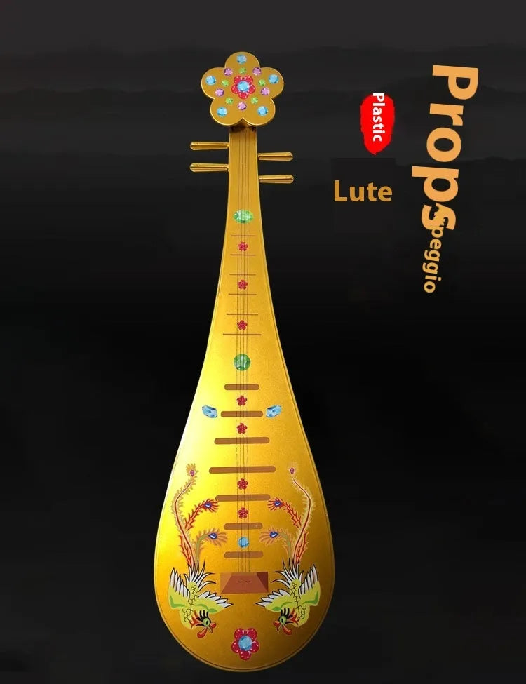Golden double phoenix simulation pipa prop 64.5 cm plastic for dance performance