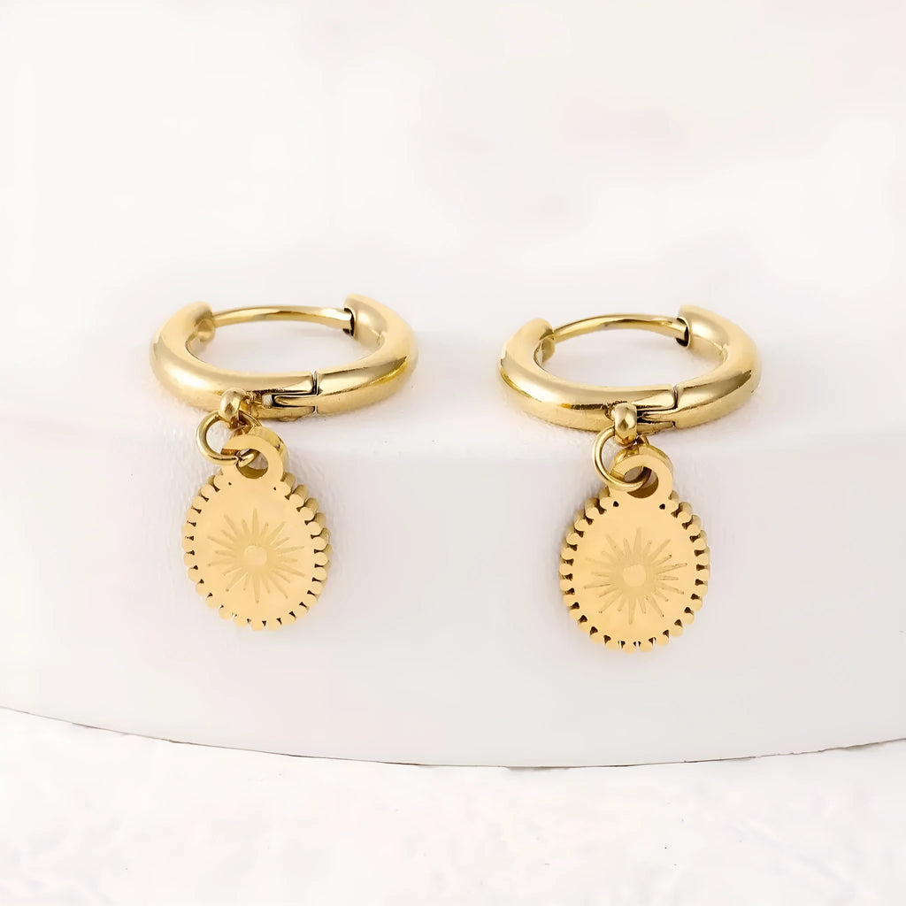 Stainless steel geometric ellipse earrings for women, fashion OL style XY-EH005