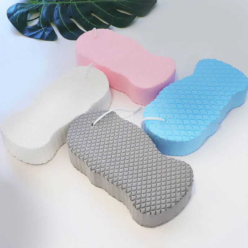 3D fish scale pattern bath sponge ball in multiple colour options for gentle exfoliation