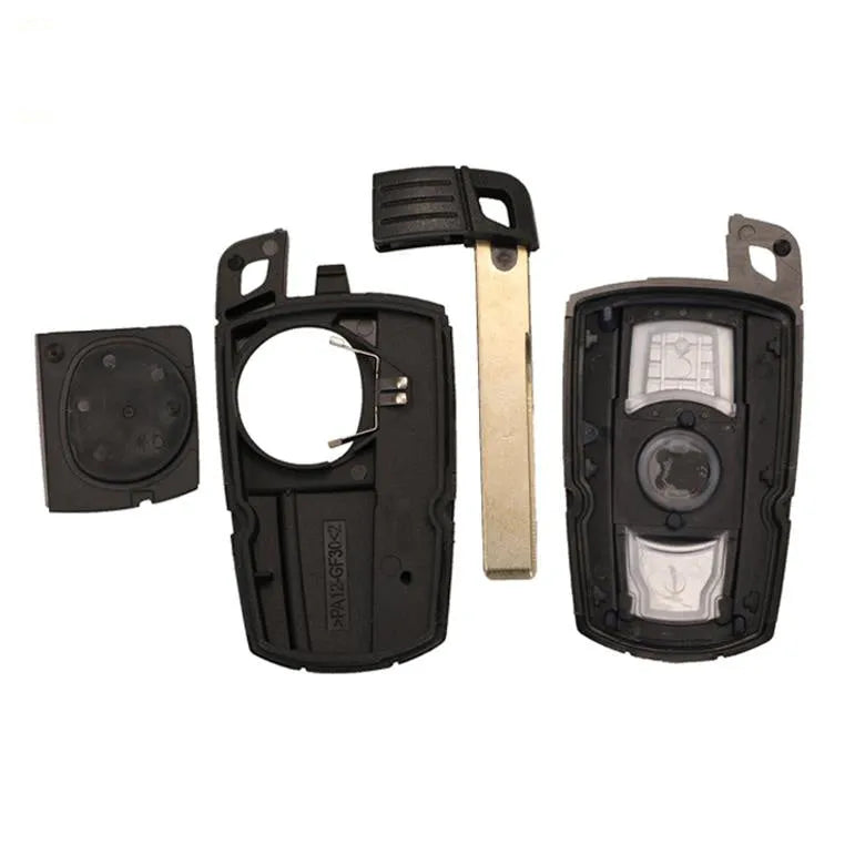 BMW semi-intelligent remote car key fob with three-button design and metal/plastic construction