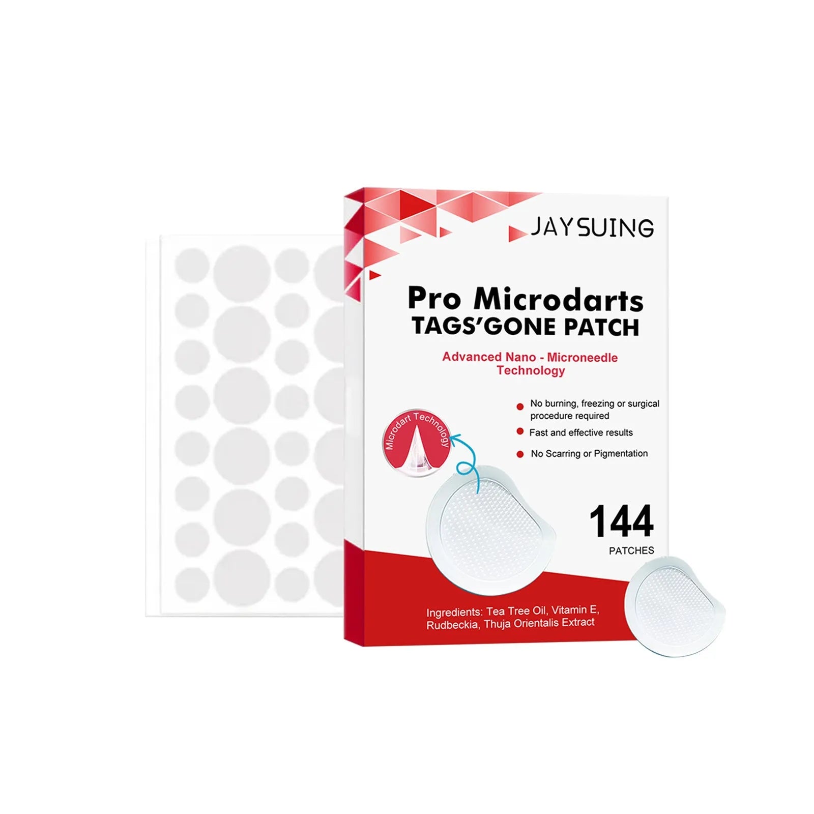 Micro needle wart removal care patch pack with tea tree oil and vitamin E ingredients