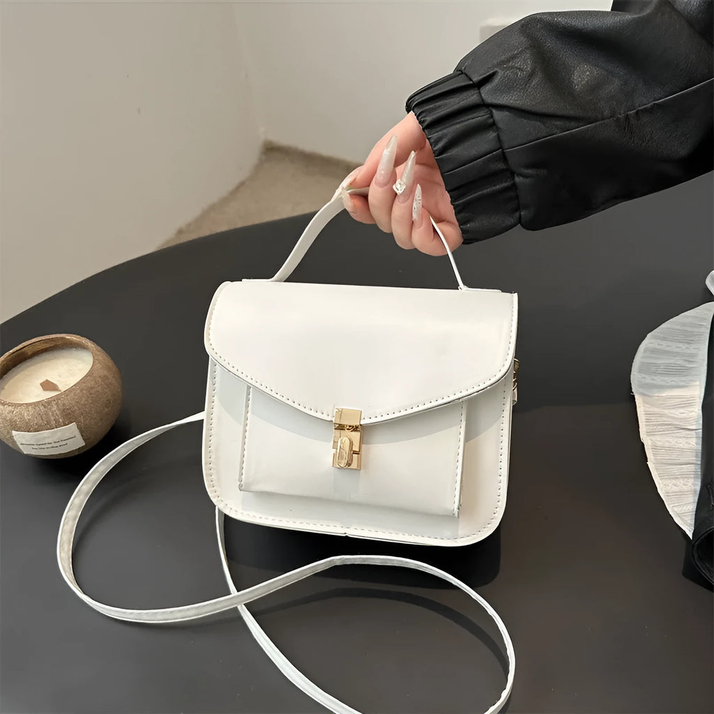 Urban simplicity messenger bag in PU leather with document pocket and sewing line detail
