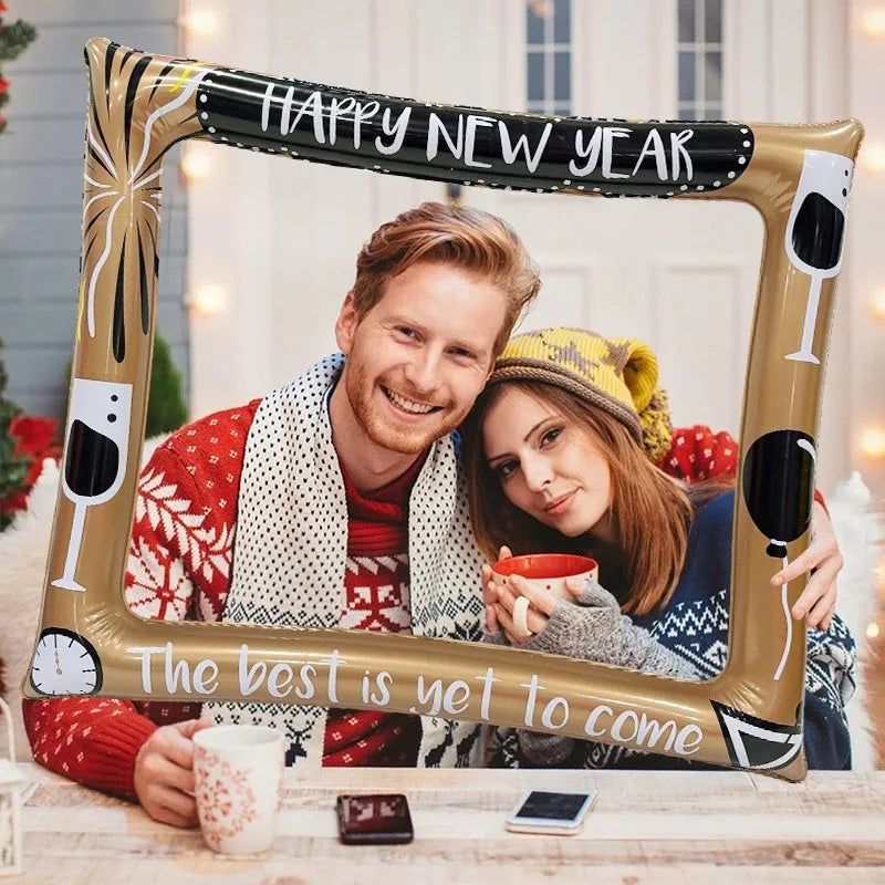 Christmas inflatable PVC photo frame for festive photography and interactive youth play