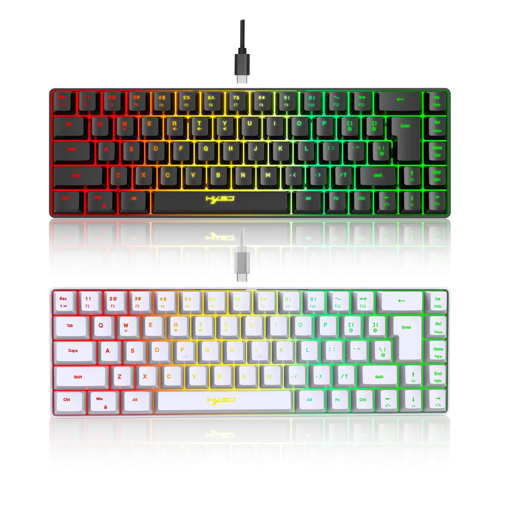 V200 mechanical feeling membrane gaming keyboard compact 68 keys black colour wired USB