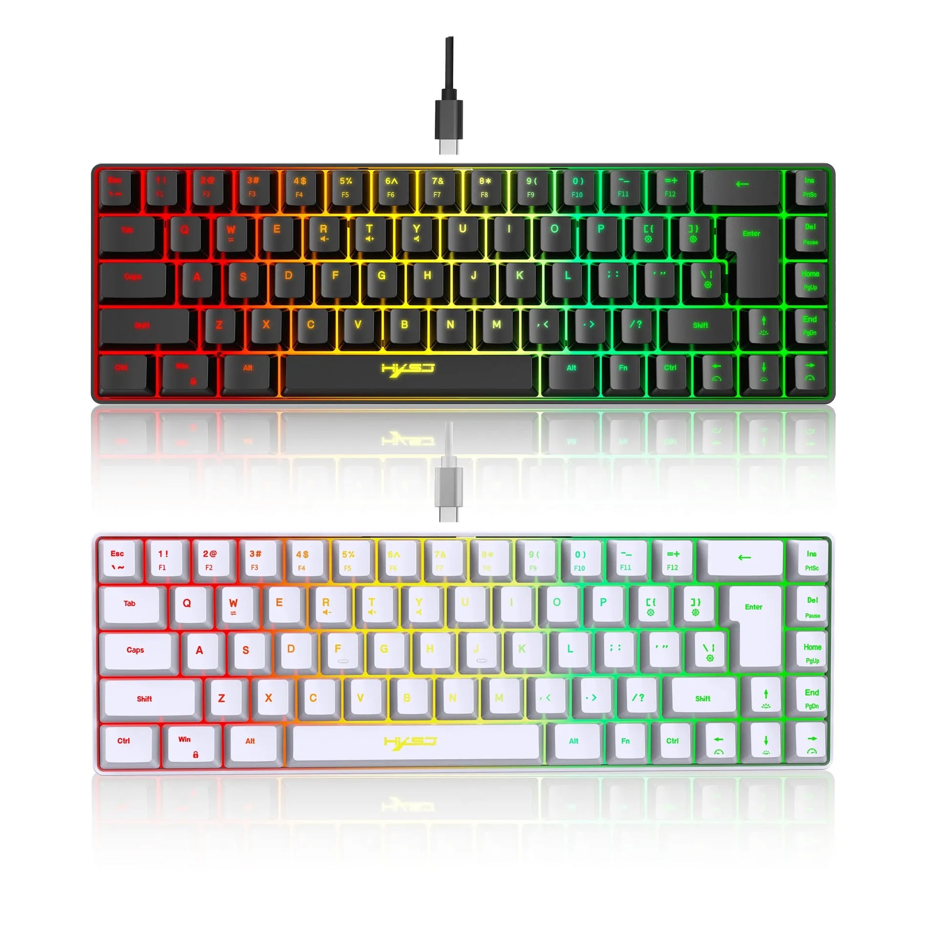 V200 mechanical feeling membrane gaming keyboard compact 68 keys black colour wired USB