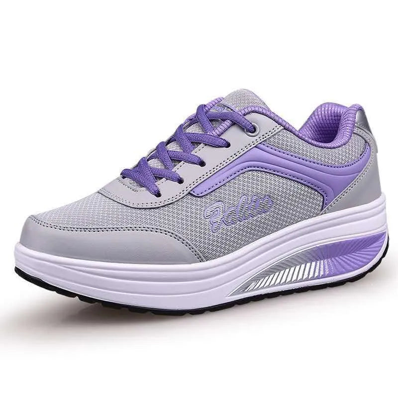 Women's heelless sports shoes with patterned upper and flat sole design in multiple colour options