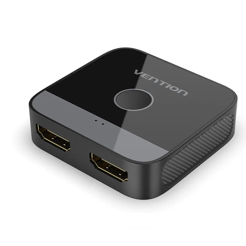 Grey metal alloy computer audio video cable splitter for TV line distribution