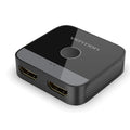 Grey metal alloy computer audio video cable splitter for TV line distribution