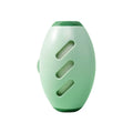 Green and white washable reusable gel lint roller ball for pet hair removal on fabric.