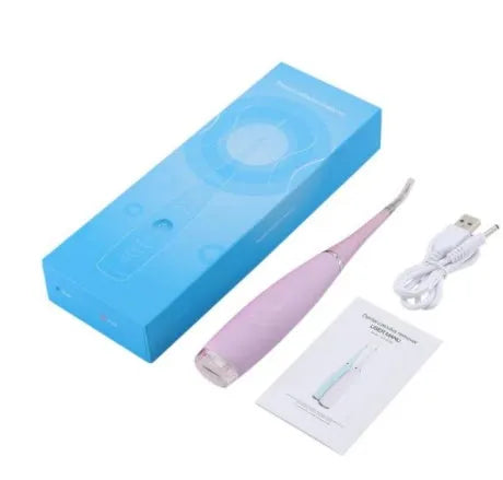 Pink and blue waterproof electric dental calculus remover tool on a white background