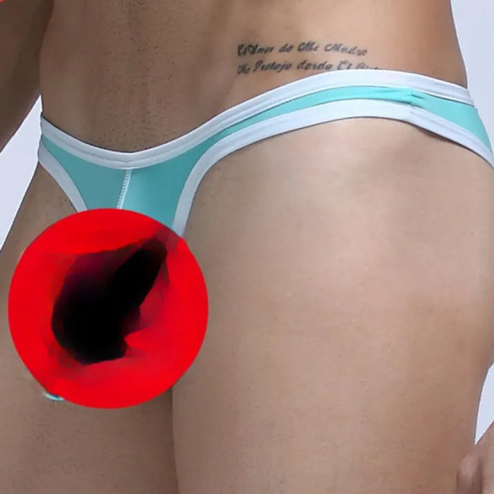 Men's ice silk briefs in colours black, white, army green, dark grey, sky blue, grass green, and skin colour.