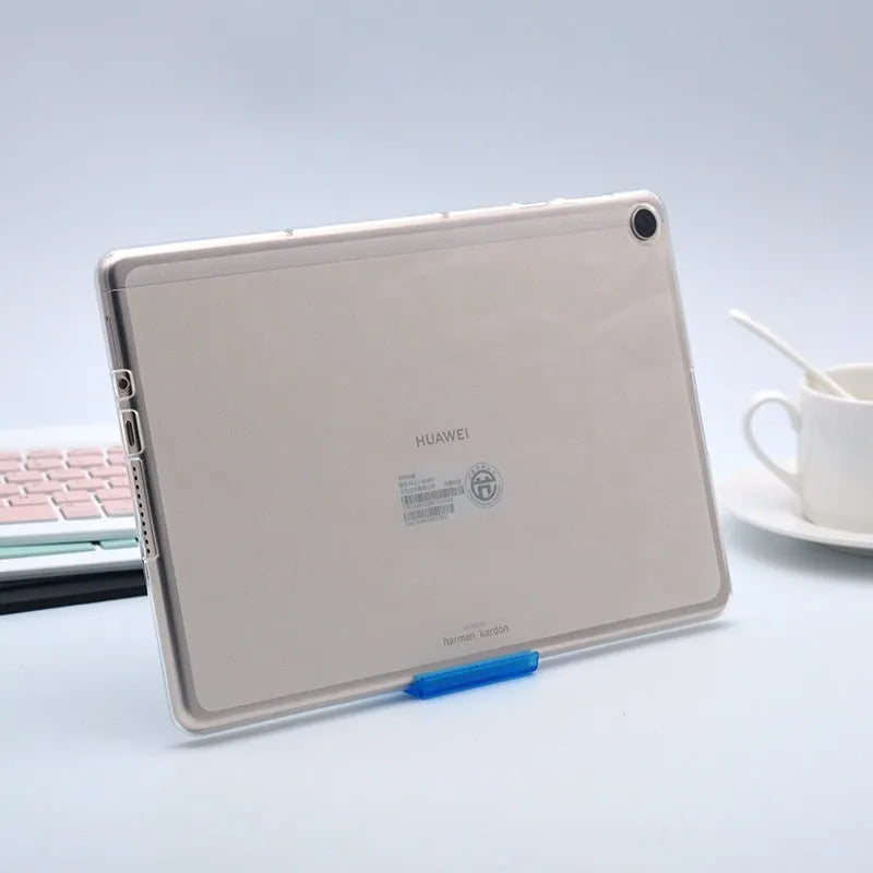Clear transparent white ultra-thin silicone and TPU protective case for a tablet